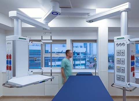 Silbermann pendants installed in a hospital ward